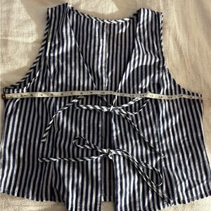 SHEIN Navy Blue and White Striped Top